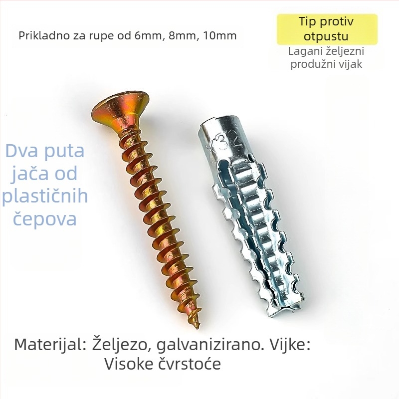 Auto proširni vijak s željeznom proširnom cijevi, Neck Strength marka, klase B i C