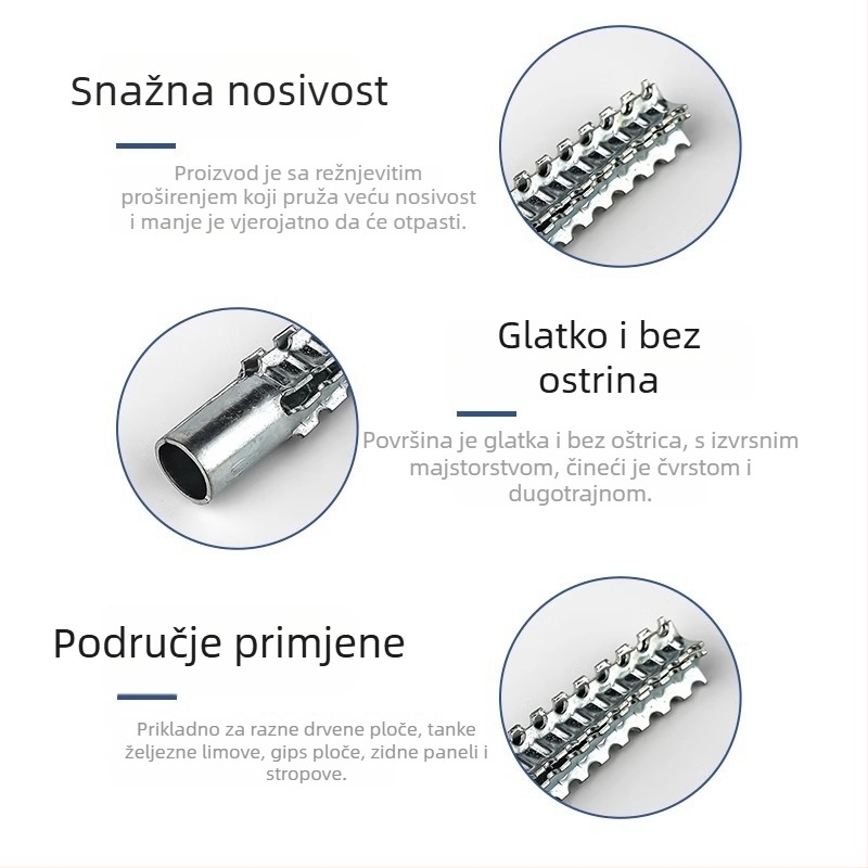 Auto proširni vijak s željeznom proširnom cijevi, Neck Strength marka, klase B i C