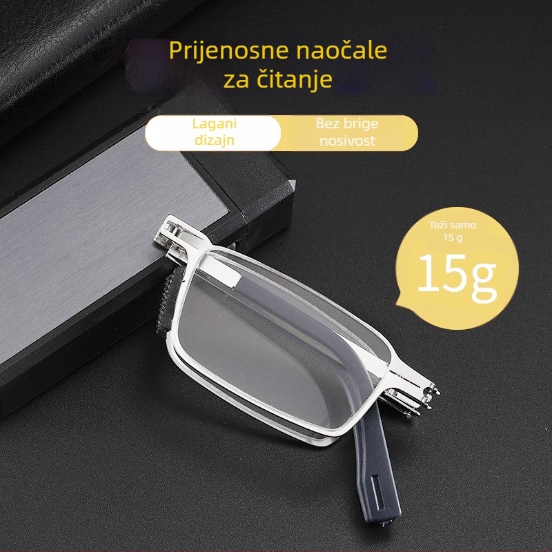 Čitateljske naočale s lećama od smole, zaštita od plavog svjetla, cijeli metalni okvir, bez potpore za vid na blizu