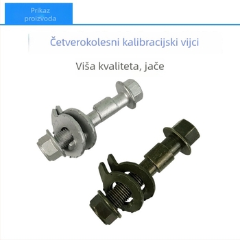 Ekcentrični vijci za poravnavanje četverokotača, klase 12.9, čelik s ugljikom, površinska obrada Dacrotizing, DIN 65438-1993, ukupna duljina 80 mm