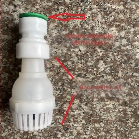 Pumpa za vodu s automatskim usisavanjem, donjim ventilom, plastičnim povratnim ventilem i filtrirajućom mrežom