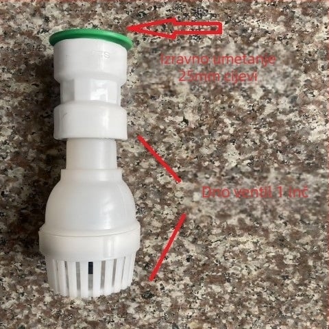 Pumpa za vodu s automatskim usisavanjem, donjim ventilom, plastičnim povratnim ventilem i filtrirajućom mrežom