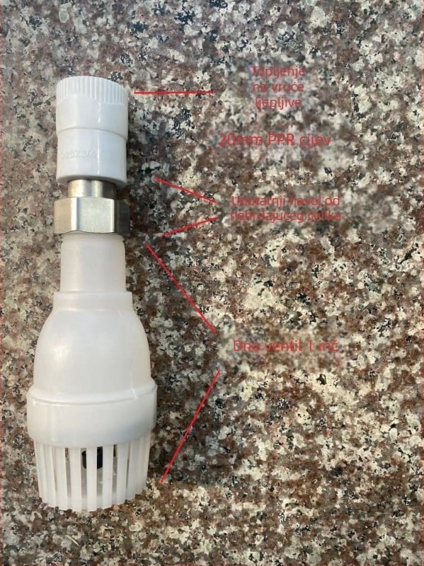 Pumpa za vodu s automatskim usisavanjem, donjim ventilom, plastičnim povratnim ventilem i filtrirajućom mrežom