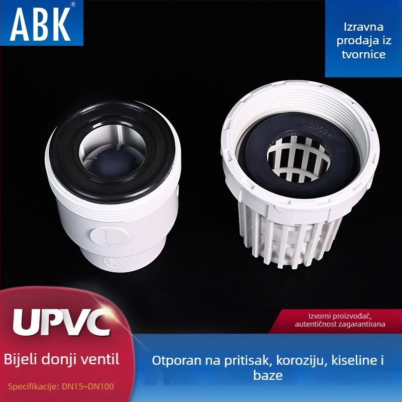 UPVC ventil za pumpu za akvarij — kuglasti donji ventil, plastična cijev
