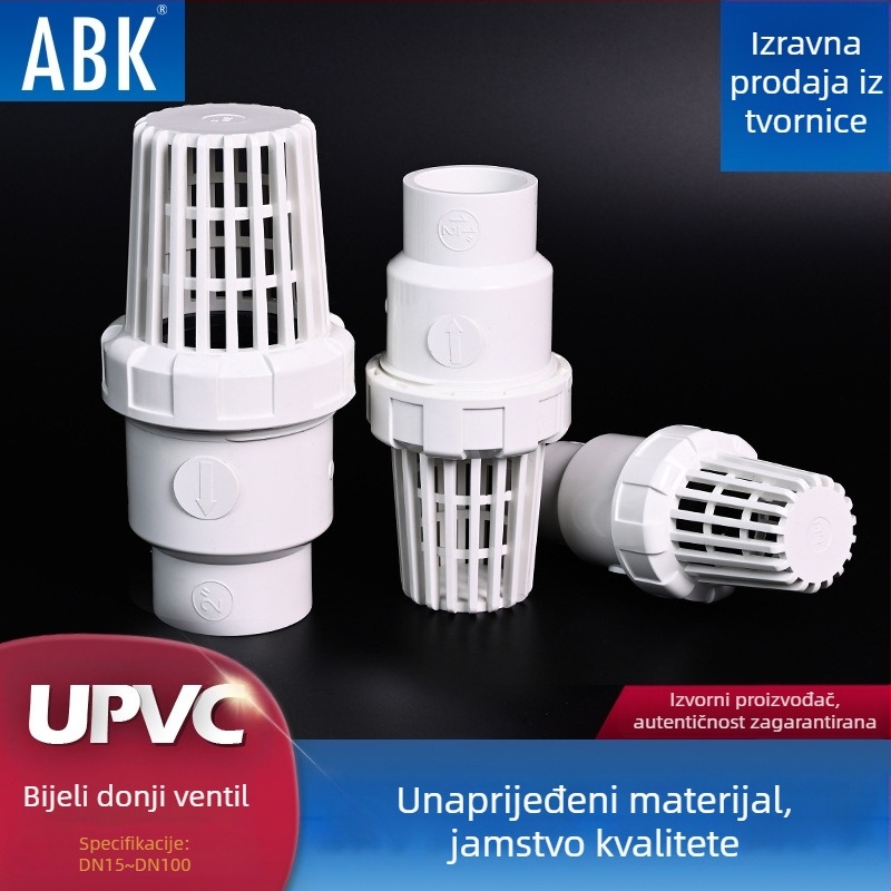 UPVC ventil za pumpu za akvarij — kuglasti donji ventil, plastična cijev