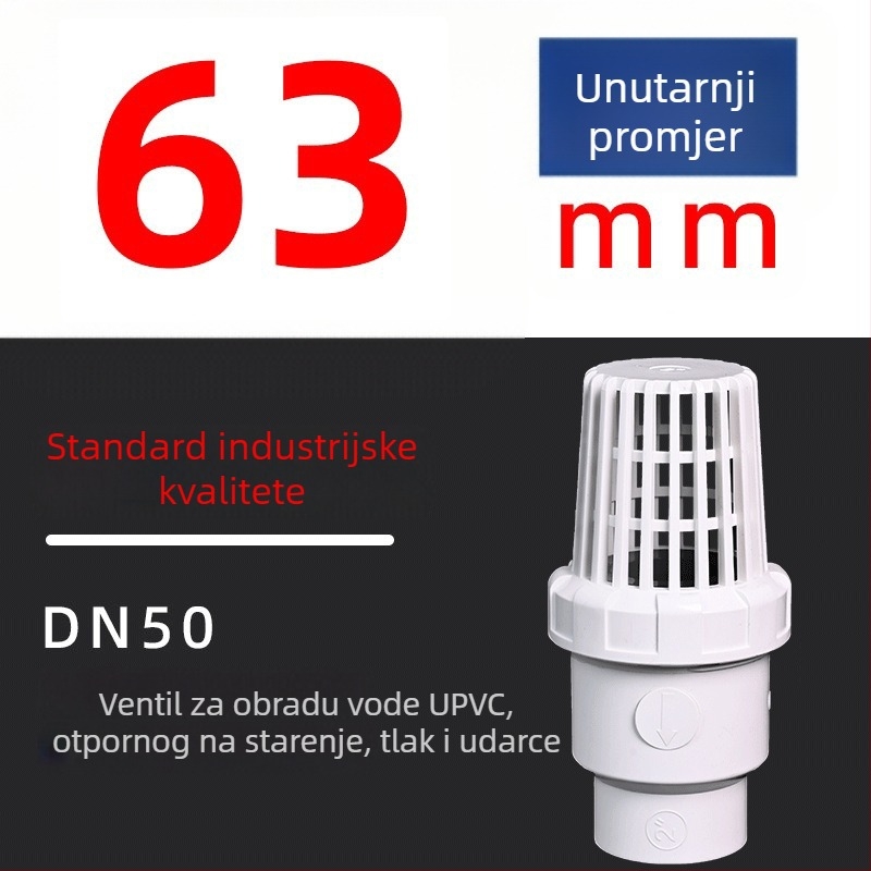 UPVC ventil za pumpu za akvarij — kuglasti donji ventil, plastična cijev