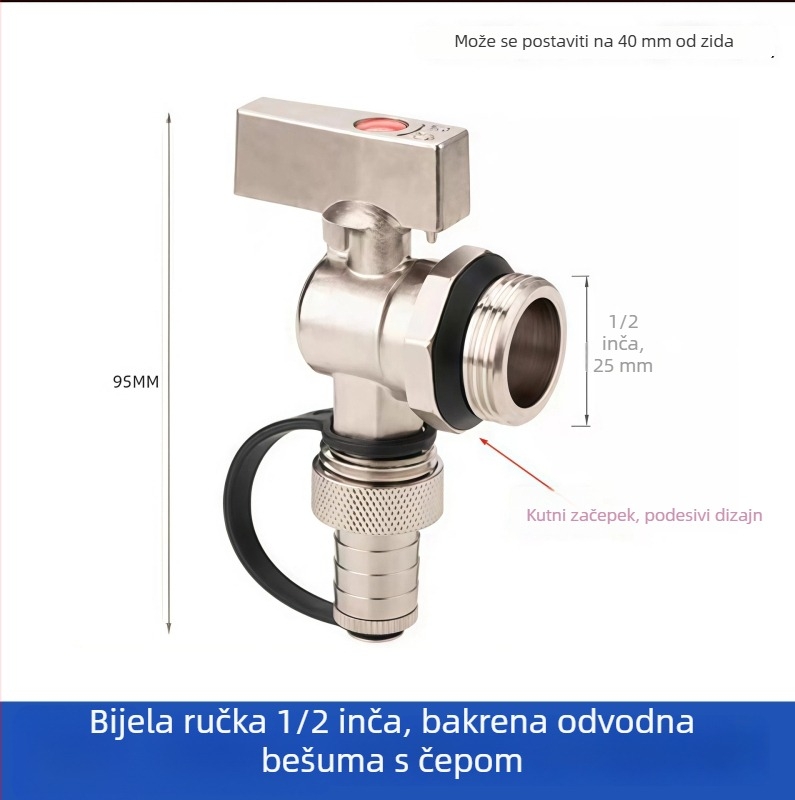 Ispušni ventil za podno grijanje, bakar, niklano premazan, spiralni priključak, za vodu