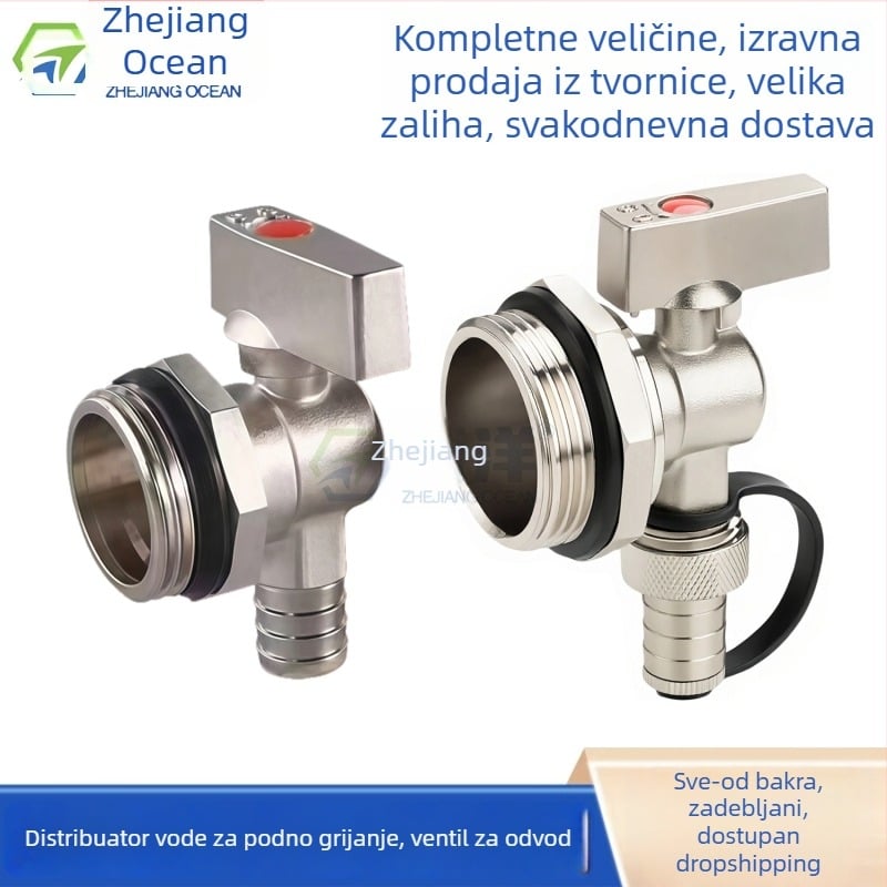 Ispušni ventil za podno grijanje, bakar, niklano premazan, spiralni priključak, za vodu