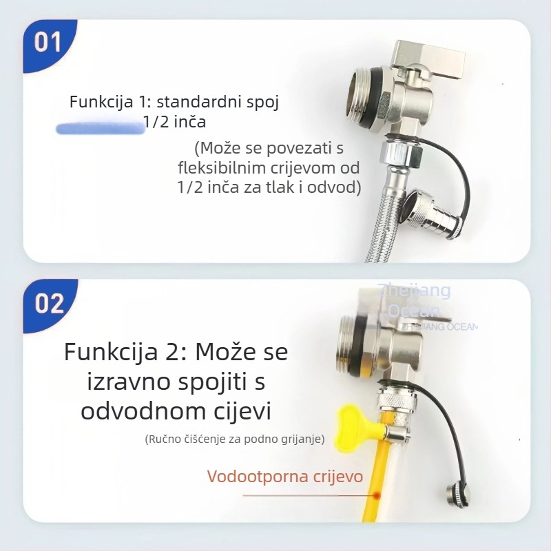 Ispušni ventil za podno grijanje, bakar, niklano premazan, spiralni priključak, za vodu