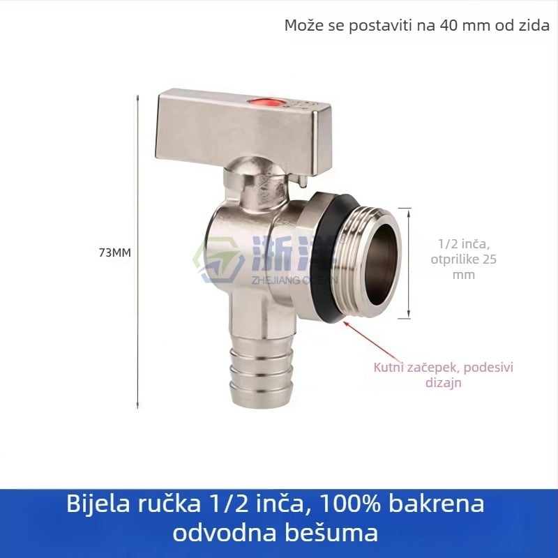 Ispušni ventil za podno grijanje, bakar, niklano premazan, spiralni priključak, za vodu