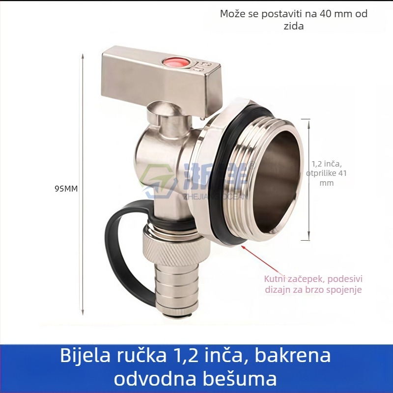 Ispušni ventil za podno grijanje, bakar, niklano premazan, spiralni priključak, za vodu