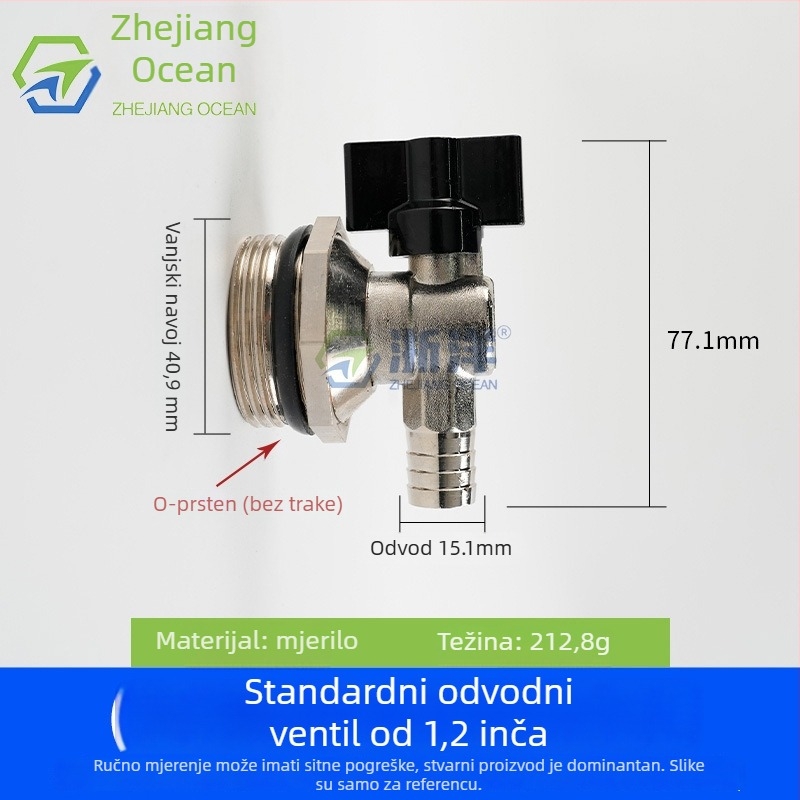 Ispušni ventil za podno grijanje, bakar, niklano premazan, spiralni priključak, za vodu