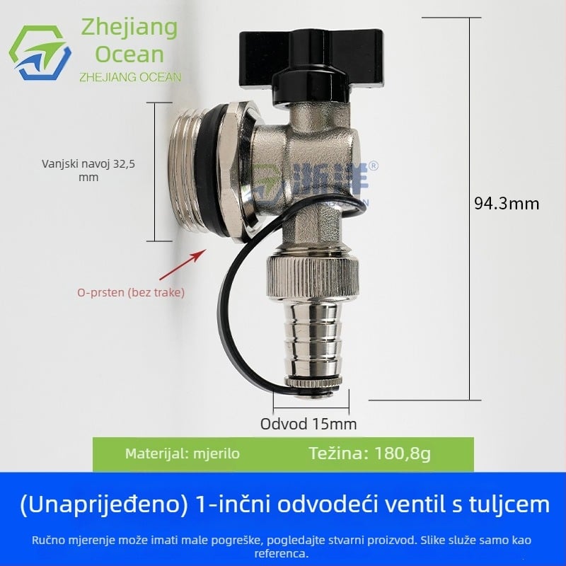Ispušni ventil za podno grijanje, bakar, niklano premazan, spiralni priključak, za vodu