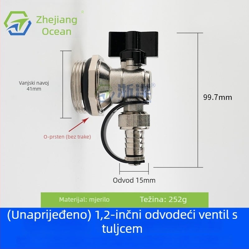 Ispušni ventil za podno grijanje, bakar, niklano premazan, spiralni priključak, za vodu