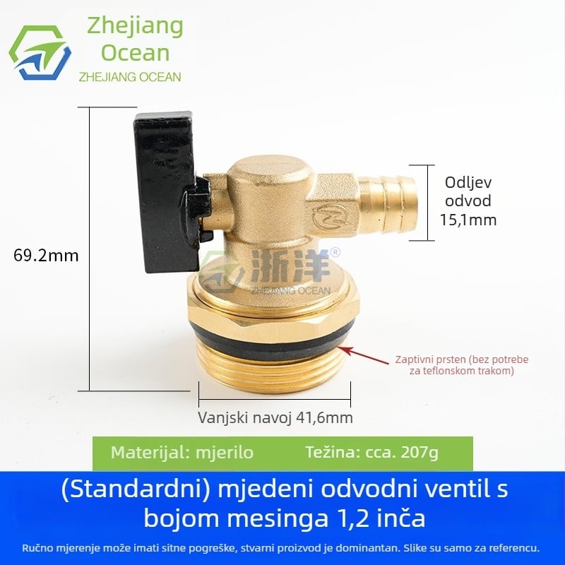 Ispušni ventil za podno grijanje, bakar, niklano premazan, spiralni priključak, za vodu