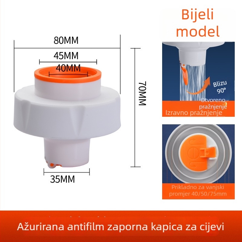 Cjevni čep za miris – brtvni prsten za podni odvod i kuhinjski sudoper, protuvratna klapna, ABS, Mi Xiaoxiao