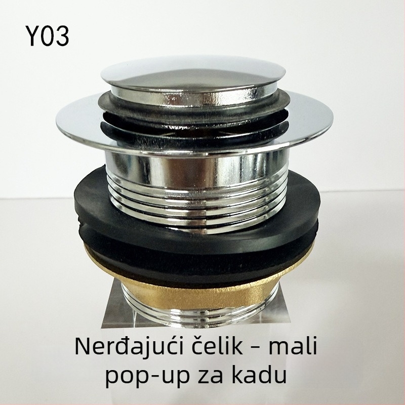 Nehrđajući čelični odvod za kadu s pedalskim upravljanjem, model 222, bačvasti ventil i spojnice