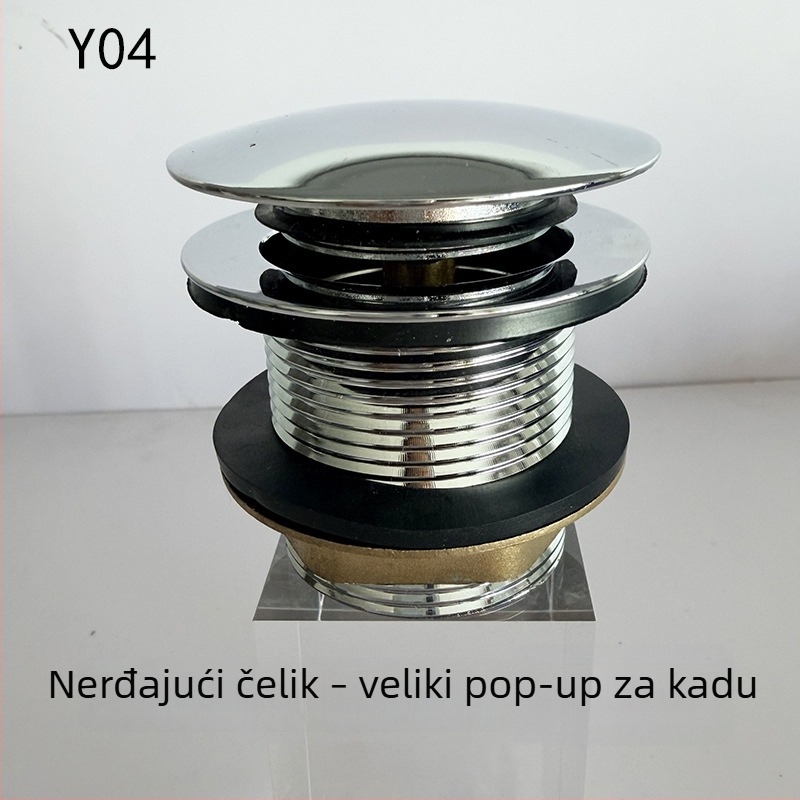 Nehrđajući čelični odvod za kadu s pedalskim upravljanjem, model 222, bačvasti ventil i spojnice