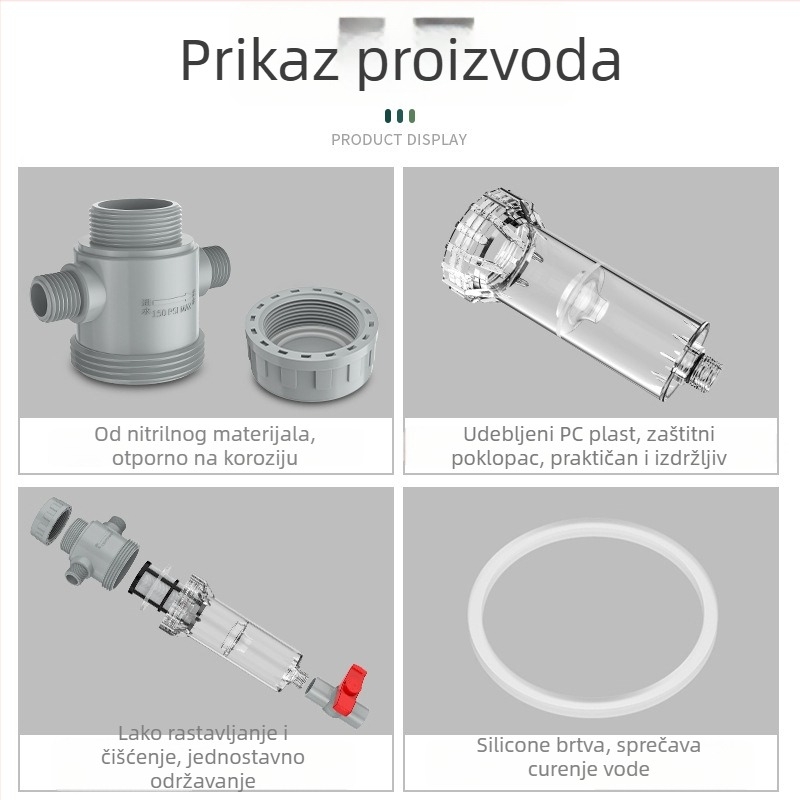 Proširivi filtr za akvarij s mrežom 10–200, sedimentacijski spremnik i kuglični ventil (filtracijsko sredstvo)