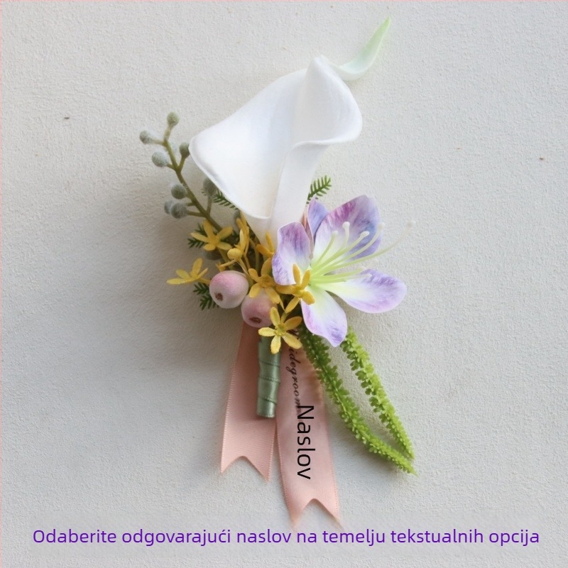 Náramkovi corsage za vjenčanje sa satenskim cvjetovima Calla Lily — poklon za školskog kolegu