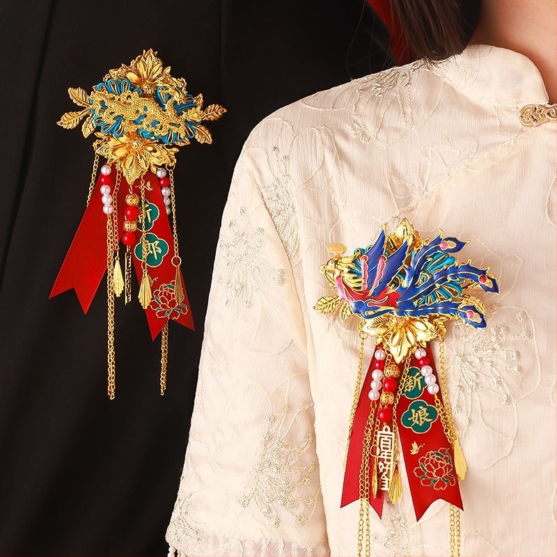 Set corsage za vjenčanje za rodbinu i goste — tkaninski corsage, kineski stil, za svadbu, brend Orange nuo yibai