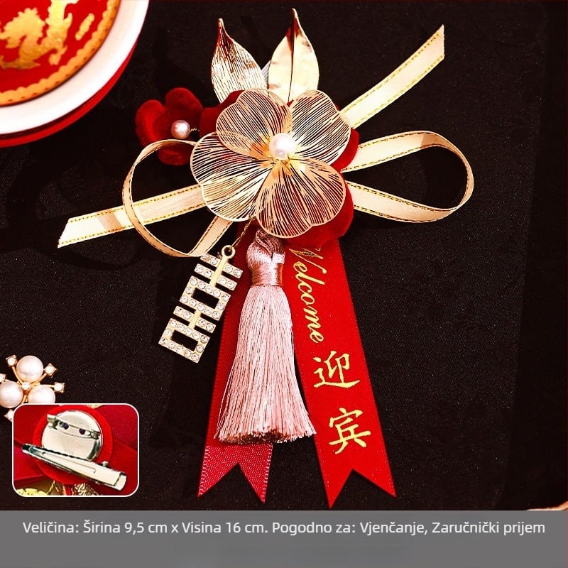 Set corsage za vjenčanje za rodbinu i goste — tkaninski corsage, kineski stil, za svadbu, brend Orange nuo yibai