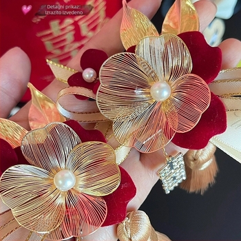 Cvjetni corsage set za mladenku, mladoženju i obitelj - metal, ručna izrada, kineski stil, srednja debljina