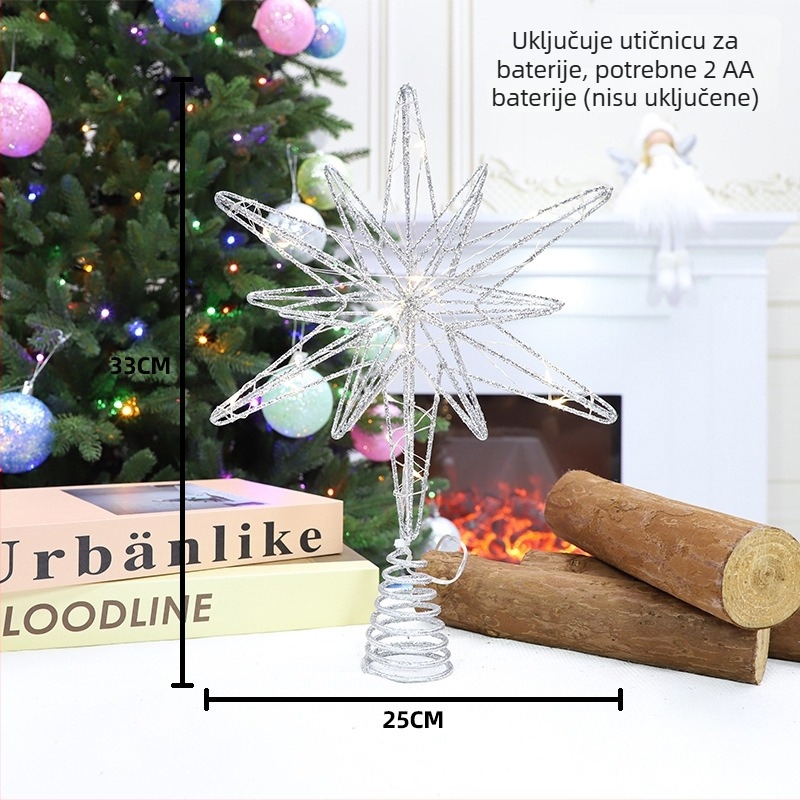 Zvijezda na vrhu drveta – božićna ukrasna dekoracija, 3D šuplja plastika, moderni minimalistički stil