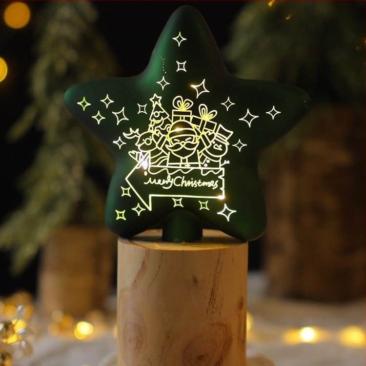 Božićna stolna ukrasna figura - Svjetleća kućica s imitacijom porculana, staklo (Materijal: staklo; Marka: Mingzhi glass; Pogodno za: Božić)