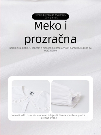 Left West dječja košulja s dugim rukavima od 100% pamuka, ovratnik tip lapel, jednofarbna, za uzrast 3–8 godina
