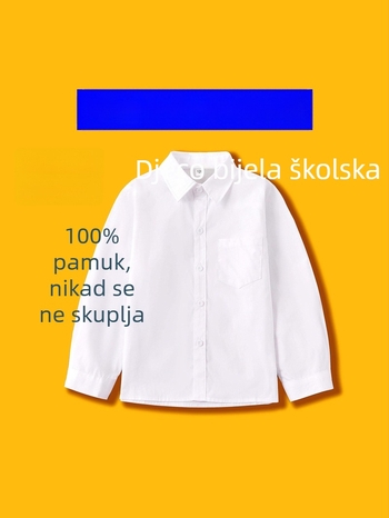 Beicai školska košulja za dječake, dugi rukav, četvrtasti ovratnik, 100% pamuk, za 8+ godina