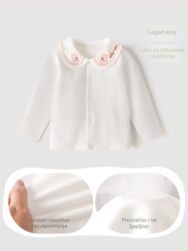 Unisex dječja polo majica s dugim rukavima i ovratnikom tipa lapel, 100% pamuk; pogodna za proljeće, jesen i zimu; uzorci: životinje, crtani likovi, slova, cvijeće