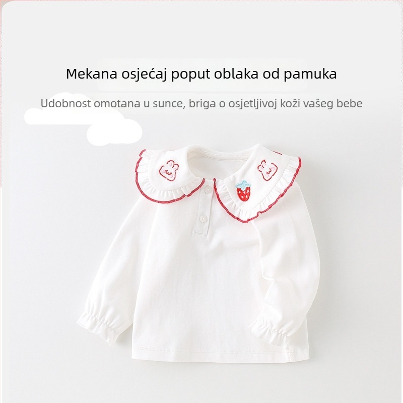 Dječja košulja, stil princeze, ovratnik s reverom, 100% pamuk, dugi rukavi