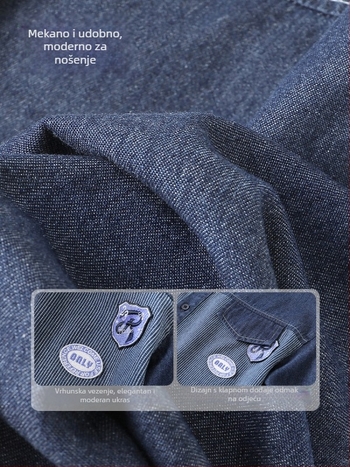 Chlapčeva džins košulja, mješavina pamuka, dugi rukav, ovratnik s reverom, proljeće i jesen