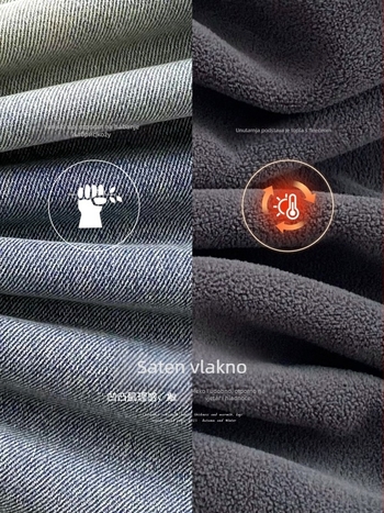 Dječje traperice za dječake s flis podstavom, korejskog stila, pamuk denim, zima, srednji pojas s elastičnim pojasom