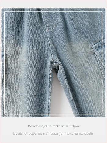 Dječje traperice za dječake, korejski stil, denim, pamuk 67%, uzrast 3–8 godina, srednji pojas, nježno obrada, stvarna fotografija