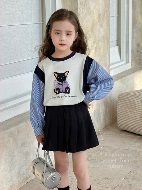 Dječja suknja A-linije, poliester tkanina, glavni sadržaj poliester 77,1%, za dobnu skupinu 3-8 godina, proljetno razdoblje.