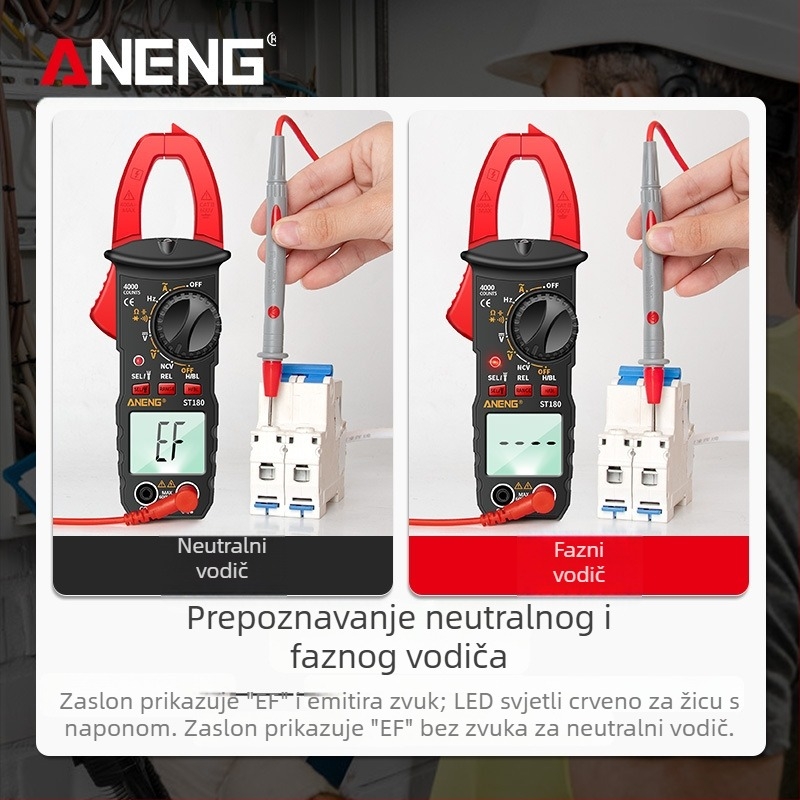 Digitalni klešta mjerač ANENG ST180, AC/DC mjerenje, 600 V, 400 A, 40 MΩ, 4000 očitanja