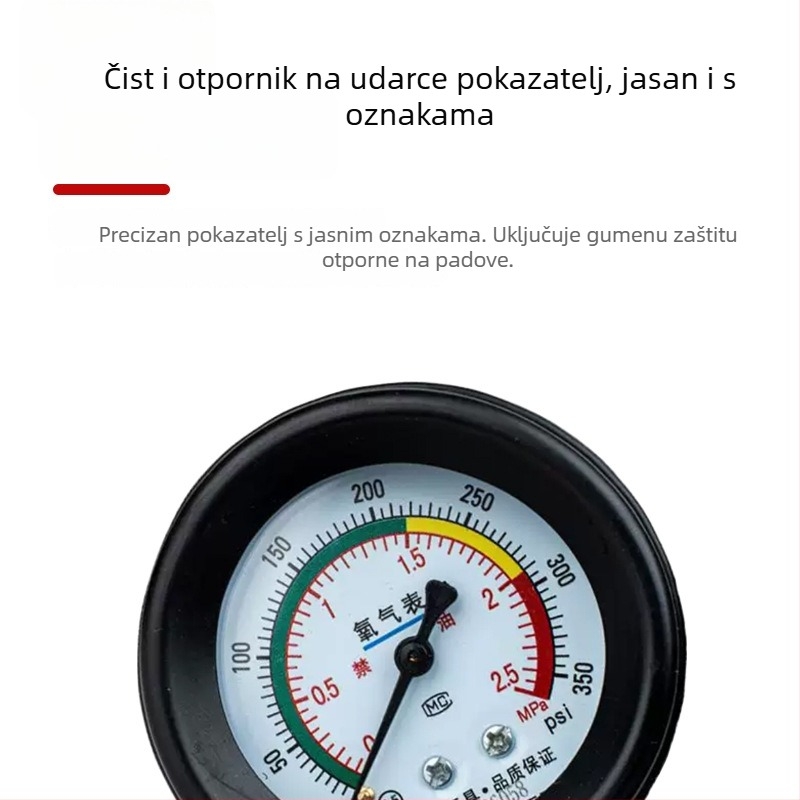 Dijafragmatski mjerač tlaka kisika, raspon 2.5/25, nominalni promjer 8, unutarnji navoj, potpuno bakreno kućište, eksplozijski otporan