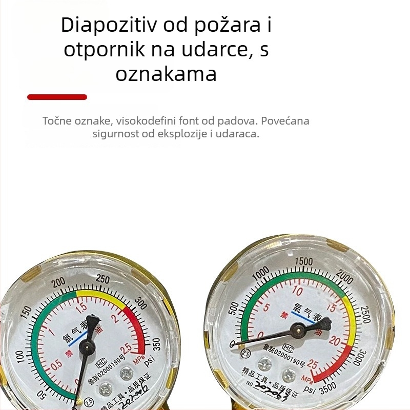 Dijafragmatski mjerač tlaka kisika, raspon 2.5/25, nominalni promjer 8, unutarnji navoj, potpuno bakreno kućište, eksplozijski otporan