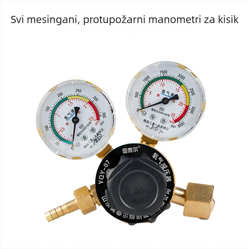 Dijafragmatski mjerač tlaka kisika, raspon 2.5/25, nominalni promjer 8, unutarnji navoj, potpuno bakreno kućište, eksplozijski otporan