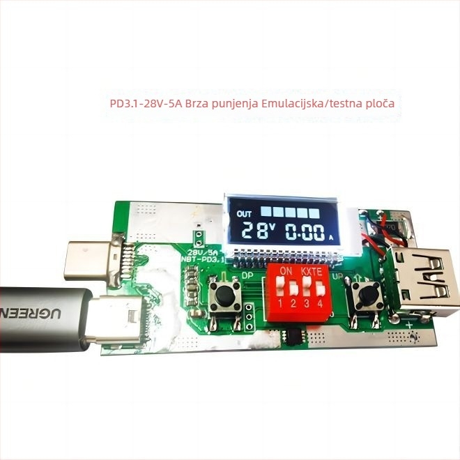 NBT-005 PD3.1 tester brzog punjenja — čitanje PD3.1 protokola, 28V, 5A, zaslon napona i struje