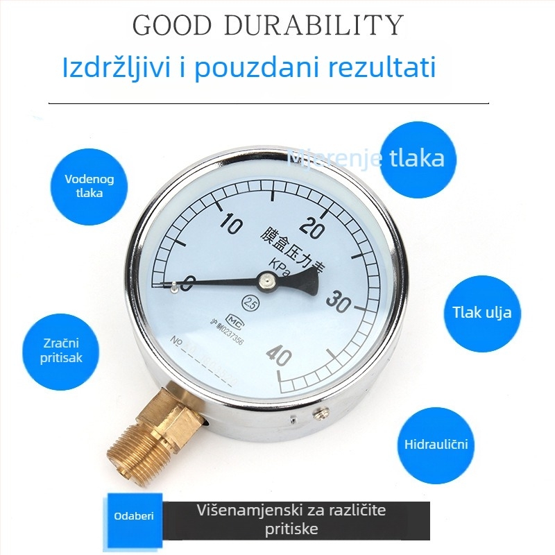 Bellows tlakometar YE-100, točnost klase 2.5, spoj s navojem