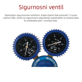 Regulator dušika s dijafragmatskim tlakomjerom, raspon 2.5/25, unutarnji navoj, nominalni promjer 8, temperatura okoline 30°C
