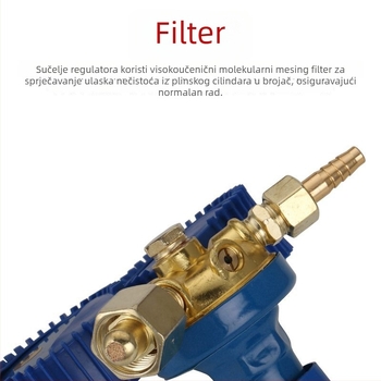 Regulator dušika s dijafragmatskim tlakomjerom, raspon 2.5/25, unutarnji navoj, nominalni promjer 8, temperatura okoline 30°C