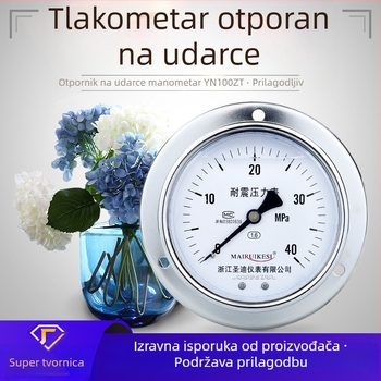 Tlakomjer otporan na šok YN100ZT, navoj M20×1.5, raspon -0.1 do 100, preciznost 1.6