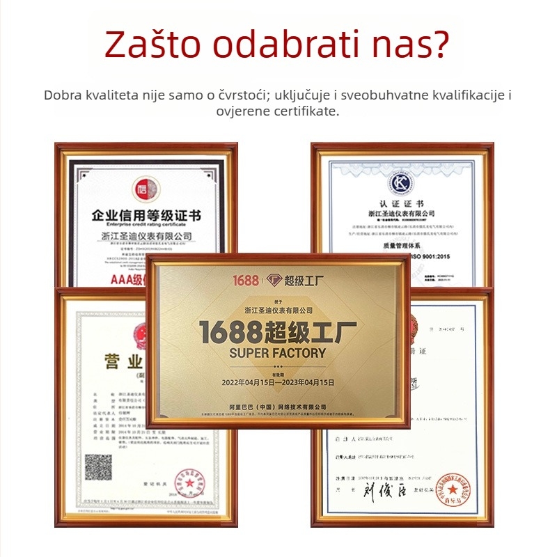 Tlakomjer otporan na šok YN100ZT, navoj M20×1.5, raspon -0.1 do 100, preciznost 1.6