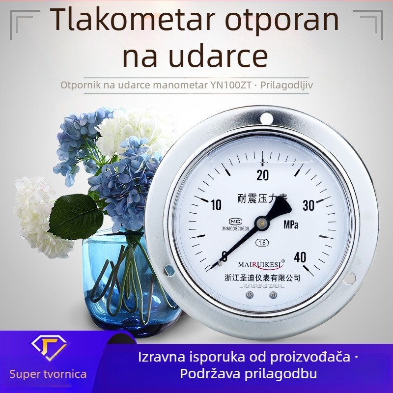 Tlakomjer otporan na šok YN100ZT, navoj M20×1.5, raspon -0.1 do 100, preciznost 1.6