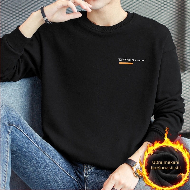 Pamučni pulover s kružnim izrezom, dugih rukava, slobodan kroj, težina 320 g