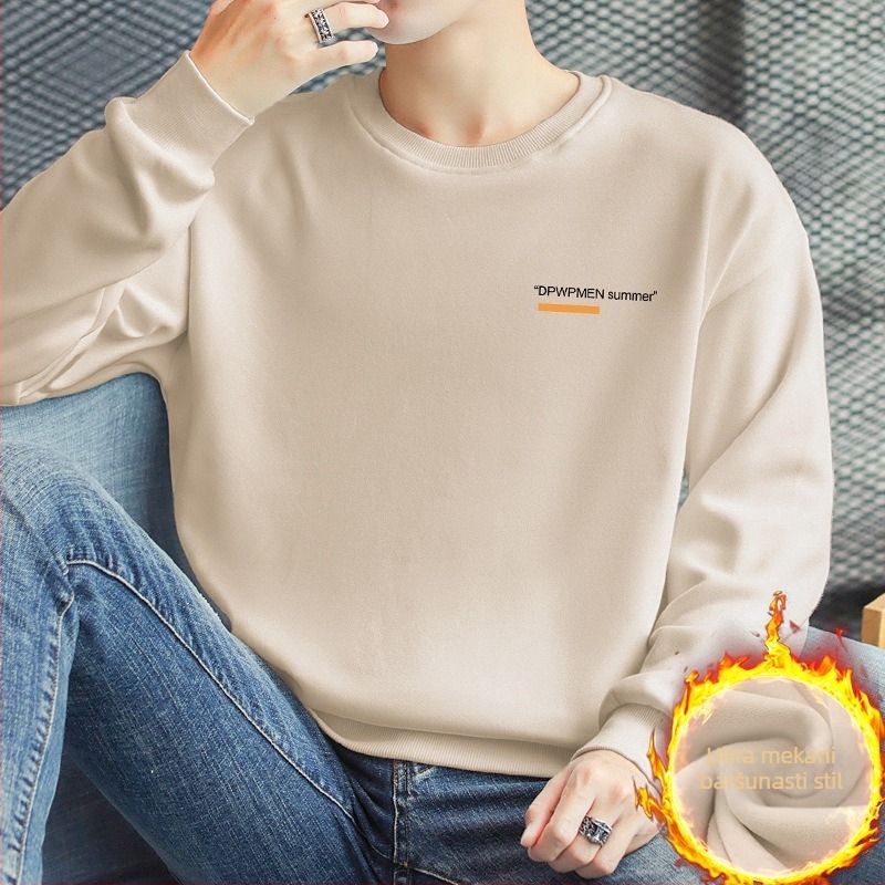 Pamučni pulover s kružnim izrezom, dugih rukava, slobodan kroj, težina 320 g